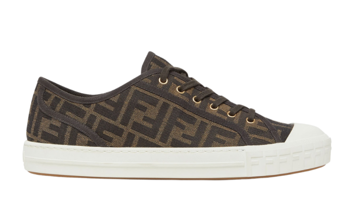 Fendi Domino Brown Fabric low-Tops - Dubai Sneakers