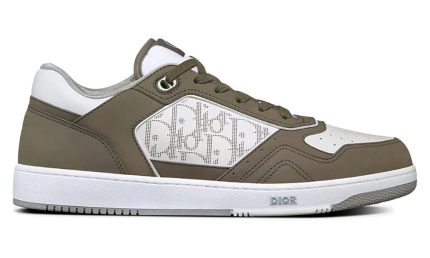 Dior B27 Low Top Sneaker Galaxy Oblique White Olive Nubuck - Dubai Sneakers