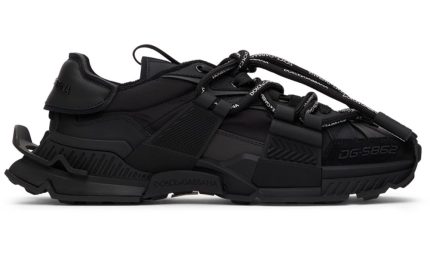 DOLCE & GABBANA Black Mixed-Materials Space Sneakers - Dubai Sneakers