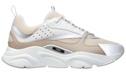 Dior B22 Cream Technical Mesh with Beige and White Smooth Calfskin - Dubai Sneakers