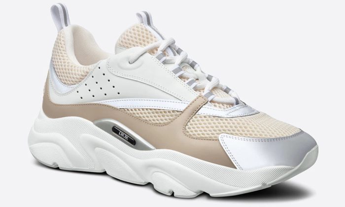 Dior B22 Cream Technical Mesh with Beige and White Smooth Calfskin - Dubai Sneakers