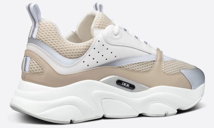 Dior B22 Cream Technical Mesh with Beige and White Smooth Calfskin - Dubai Sneakers