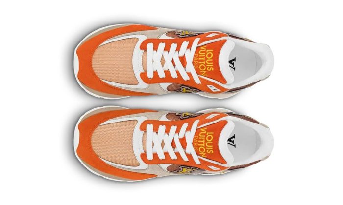 LV Orange & Brown 'Run Away' Sneakers - Dubai Sneakers