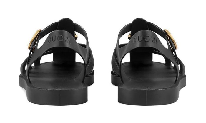 Gucci Rubber Buckle Strap Sandals - Black - Dubai Sneakers