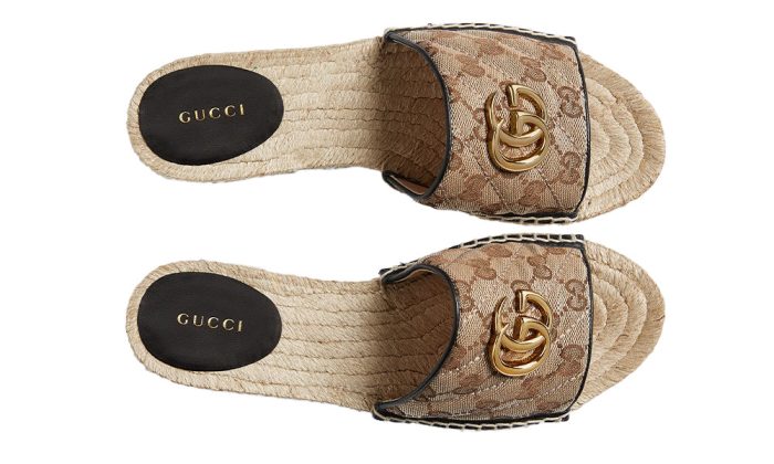 Gucci Women's Brown GG Matelassé Canvas Espadrille Sandal - Dubai Sneakers