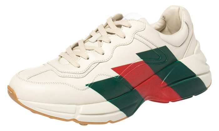 Gucci White Rhyton Web Chunky Sneakers - Dubai Sneakers