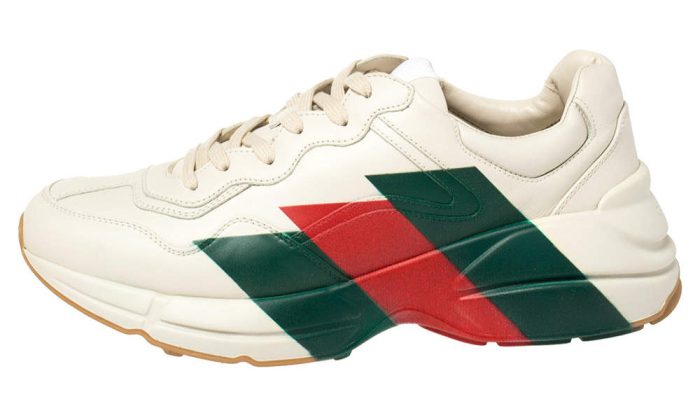 Gucci White Rhyton Web Chunky Sneakers - Dubai Sneakers