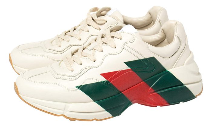 Gucci White Rhyton Web Chunky Sneakers - Dubai Sneakers