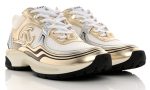 Chanel Fabric & Laminated White, Gold & Silver Low Top Sneakers - Dubai Sneakers