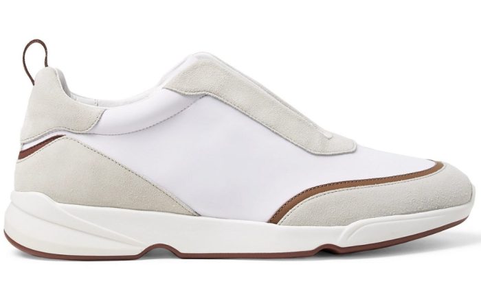 LORO PIANA Modular Walk Aqua Light Leather-trimmed Shell And Suede Sneakers In White - Dubai Sneakers