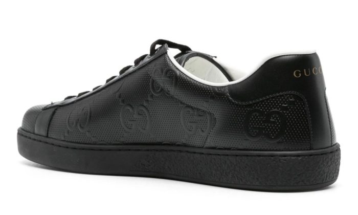 Gucci Ace monogram-embossed sneakers 'Black' - Dubai Sneakers