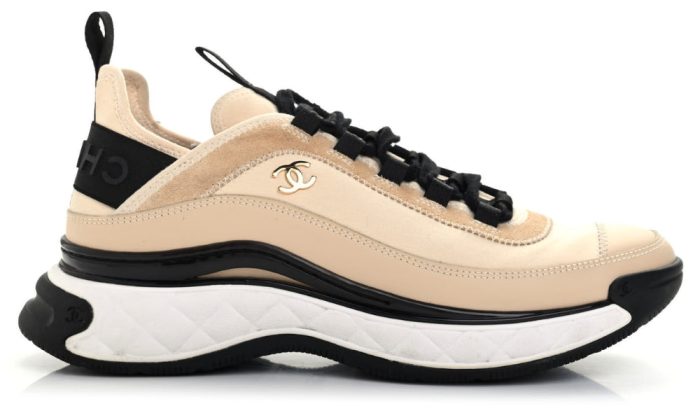 Chanel Velvet Calfskin & Mixed Fibers Sneaker 'Beige' - Dubai Sneakers