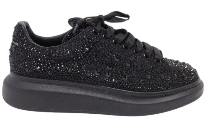 Alexander McQueen oversized Black Crystal Embellished Leather Oversized Sneakers - Dubai Sneakers