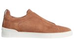 Zegna Triple Stich leather sneakers "Tobacco" - Dubai Sneakers