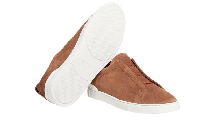 Zegna Triple Stich leather sneakers "Tobacco" - Dubai Sneakers