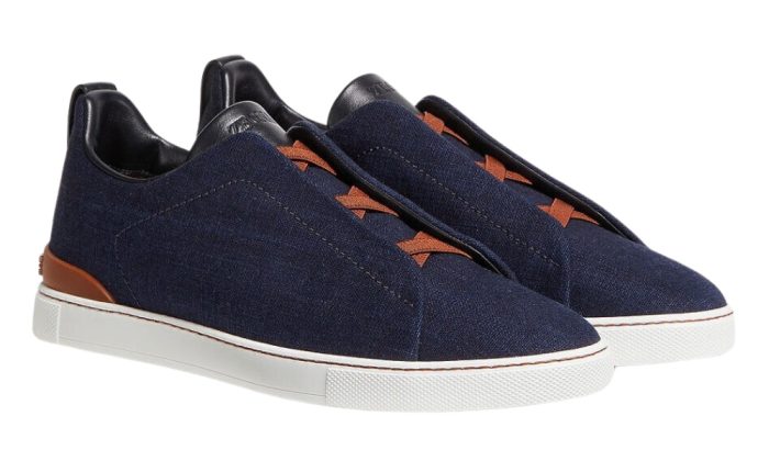 Zegna Cotton Denim Triple Stitch™ Sneakers "Blue" - Dubai Sneakers