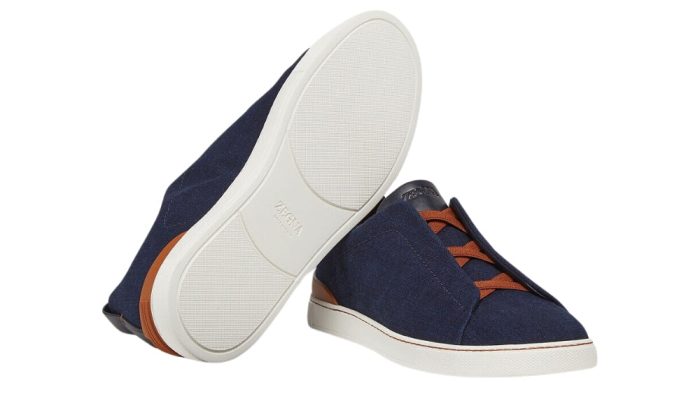 Zegna Cotton Denim Triple Stitch™ Sneakers "Blue" - Dubai Sneakers