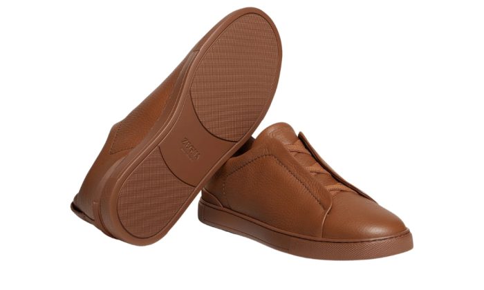 Zegna Triple Stich leather sneakers "Vicuna" - Dubai Sneakers