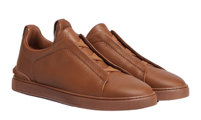 Zegna Triple Stich leather sneakers "Vicuna" - Dubai Sneakers